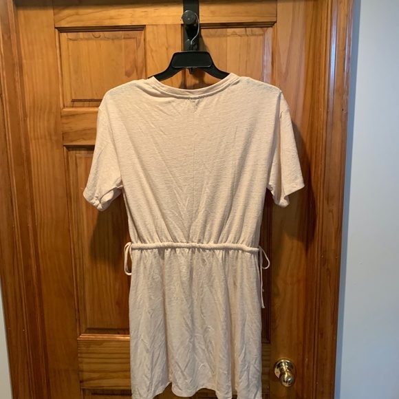 Old Navy Waist Defined Linen Blend Mini Dress in Oatmeal Heather Large - Picture 3 of 6